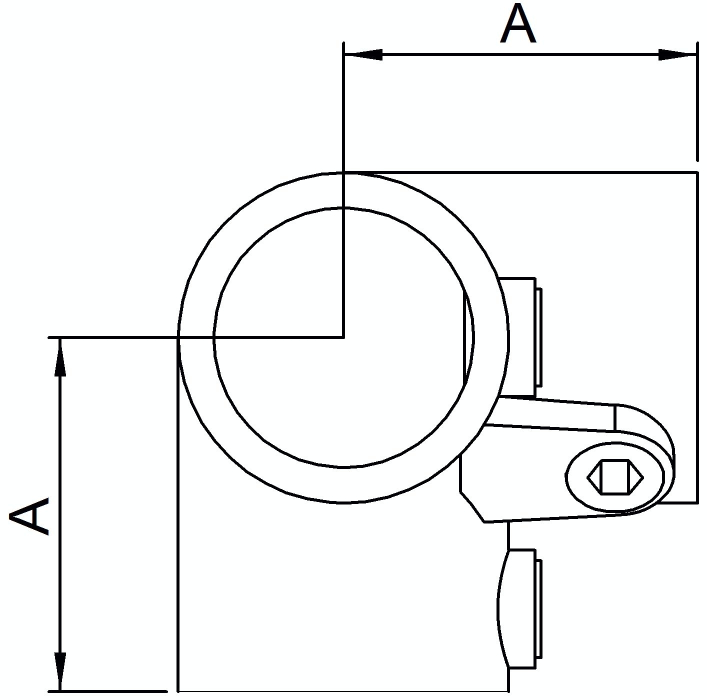 Eckstück, für Rohr Ø 48,3mm