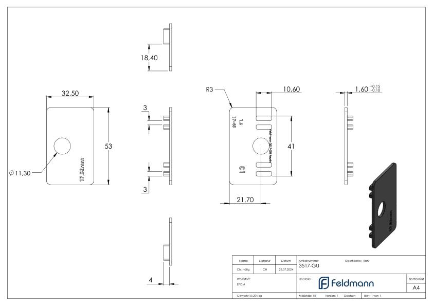 Gummi für Mod. 35, VSG-Glas 17,52mm