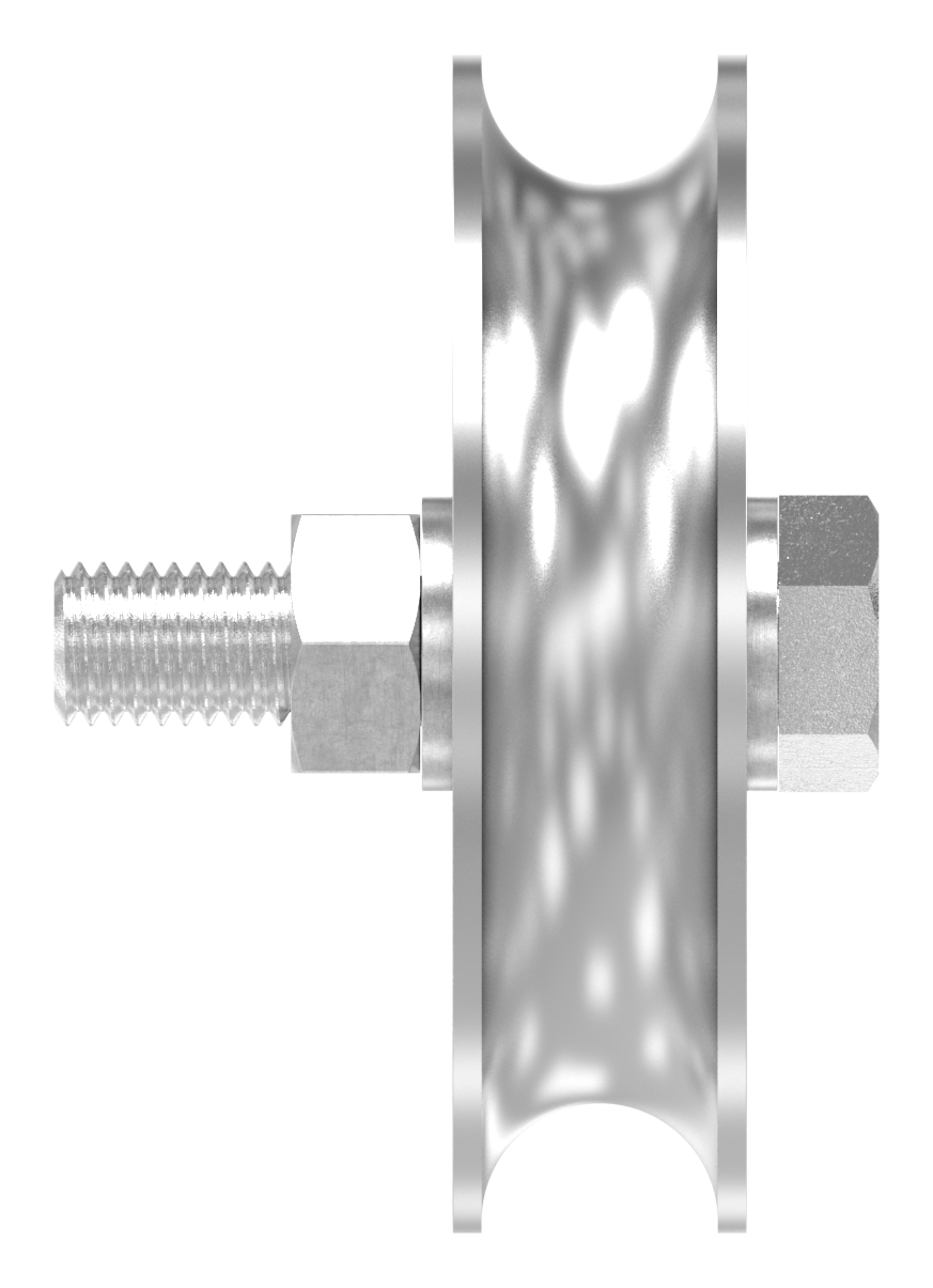 Schiebetorrolle Ø 100mm mit Rundrille Ø 20mm, V4A Schiebetorrolle Ø 100mm mit Rundrille Ø 20mm, V4A