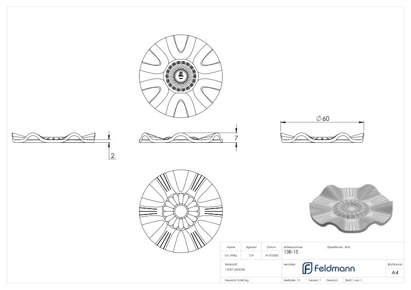 Rosette 2mm, Ø 60mm