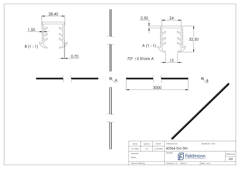 Keildichtung Glas 16,76 – 17,52mm, für Nut 27x30mm, 3m Keildichtung Glas 16,76 – 17,52mm, für Nut 27x30mm, 3m