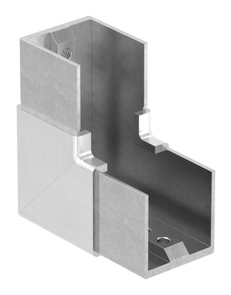 Eckbogen, vertikal, für Nutrohr 40x40mm, V4A