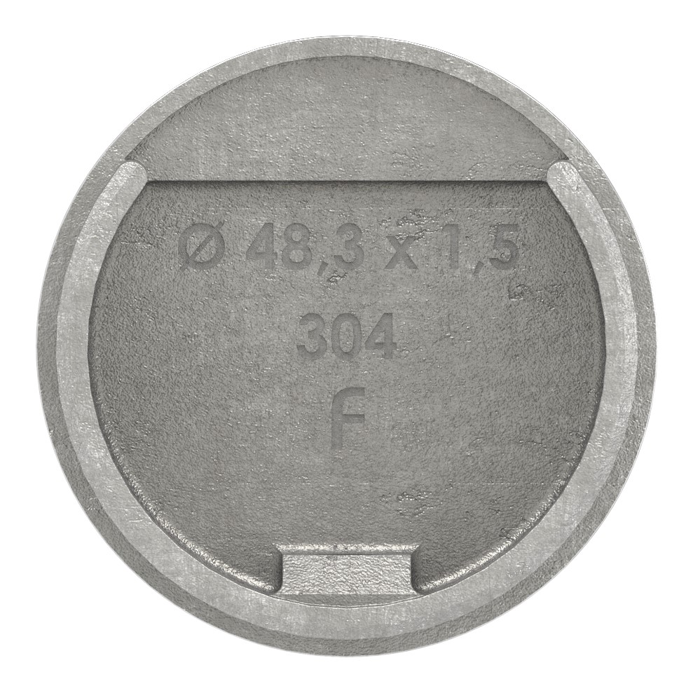Endkappe, flach, für Nutrohr 48,3mm, V2A Endkappe, flach, für Nutrohr 48,3mm, V2A