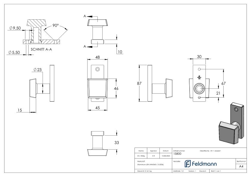 Türknopf feststehend