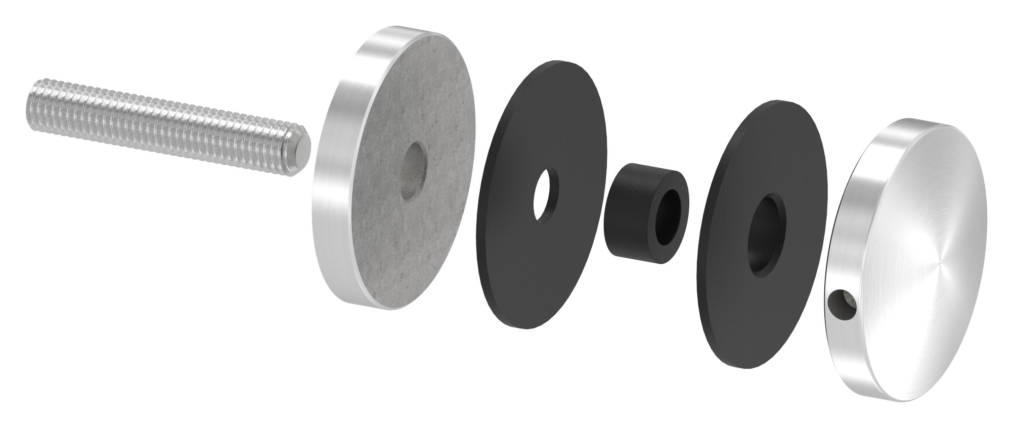 Glaspunkthalter 52mm, Anschluss: flach, V2A