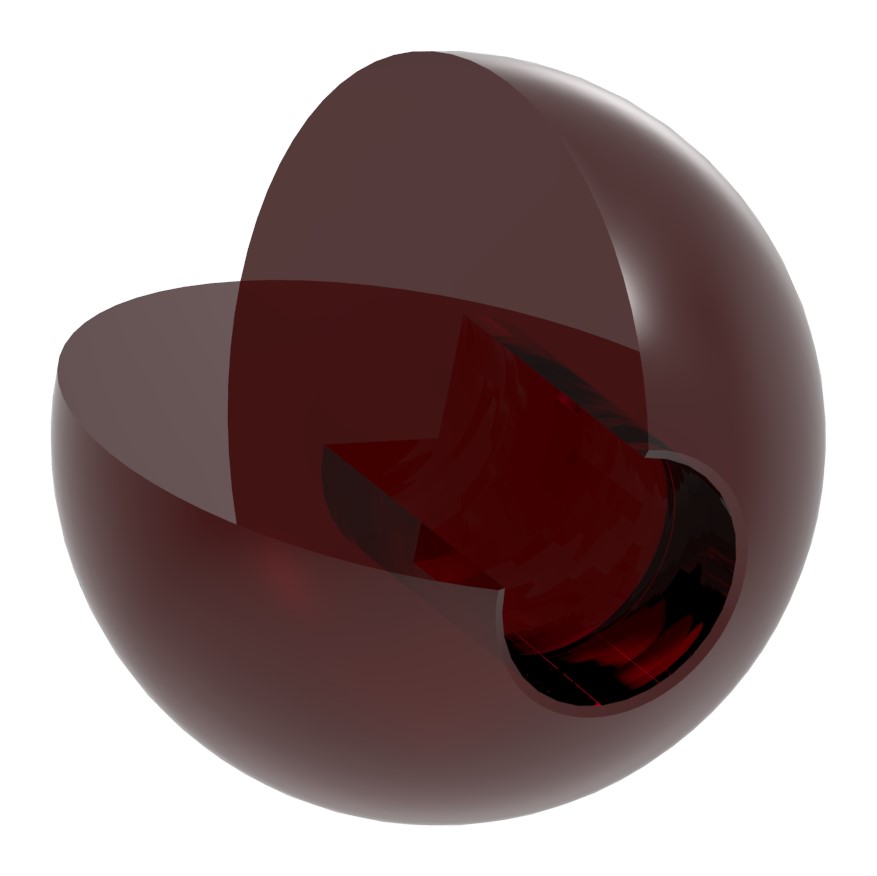 Glaskugel rot Ø 35mm mit Sackloch 12,3mm