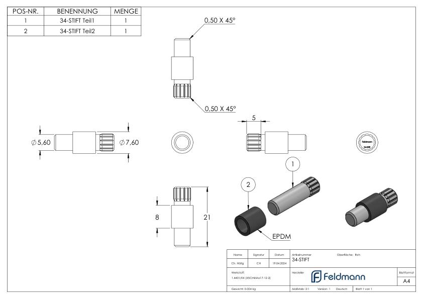 Sicherungsstift für Mod. 34 Sicherungsstift für Mod. 34