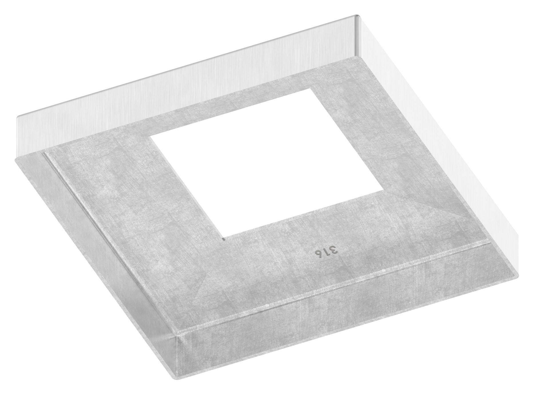 Abdeckrosette, 129x129x25mm für 60x60mm, V4A