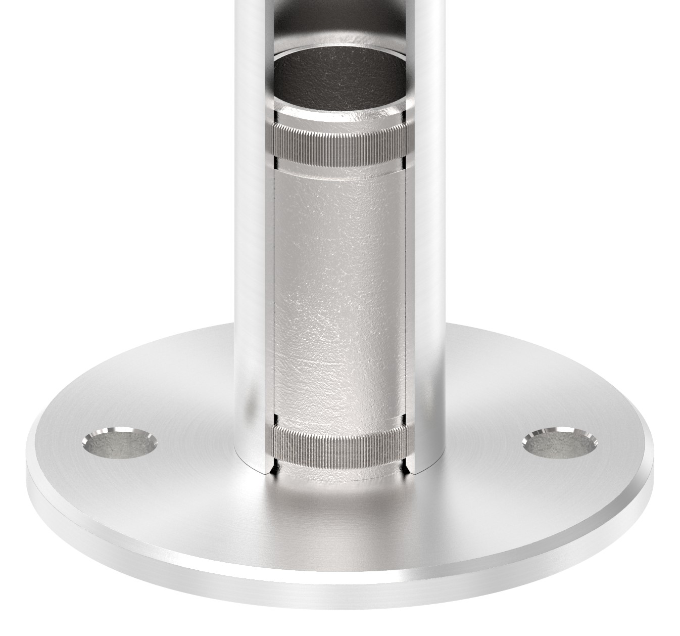 Wand- und Bodenanker mit Rändelung, für Rohr 33,7x2,0mm, V2A