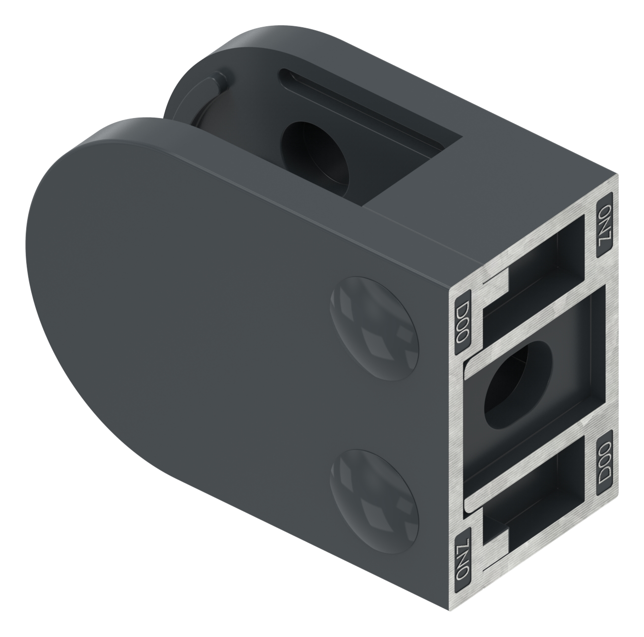 Glasklemme Mod. 38, Anschluss: gerade, Zink roh pulverbeschichtet RAL 7016 matt