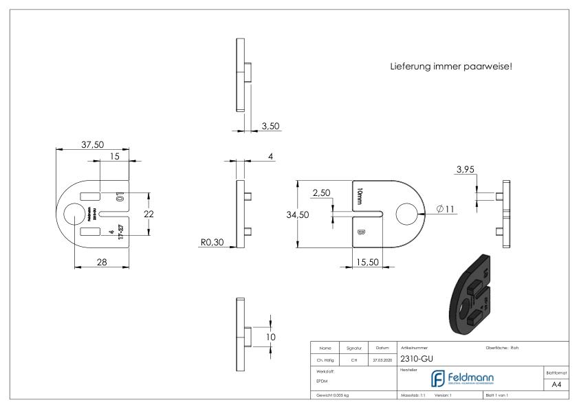 Gummi für Mod. 23 - für ESG 10mm