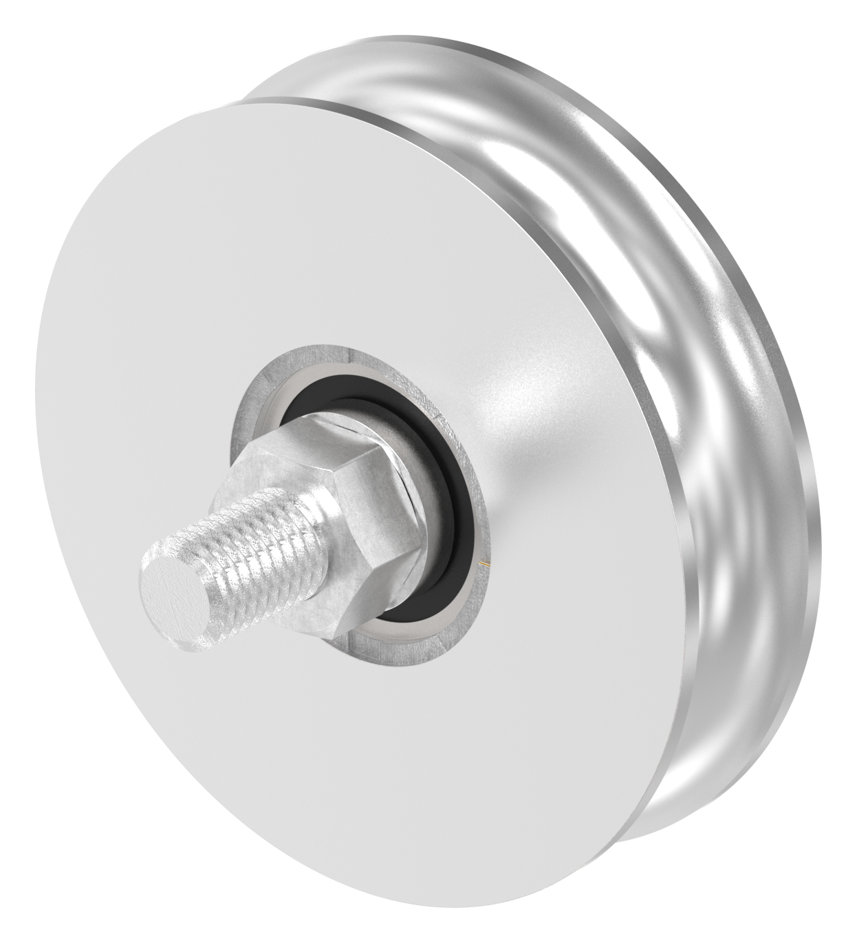 Schiebetorrolle Ø 100mm mit Rundrille Ø 20mm, V4A Schiebetorrolle Ø 100mm mit Rundrille Ø 20mm, V4A