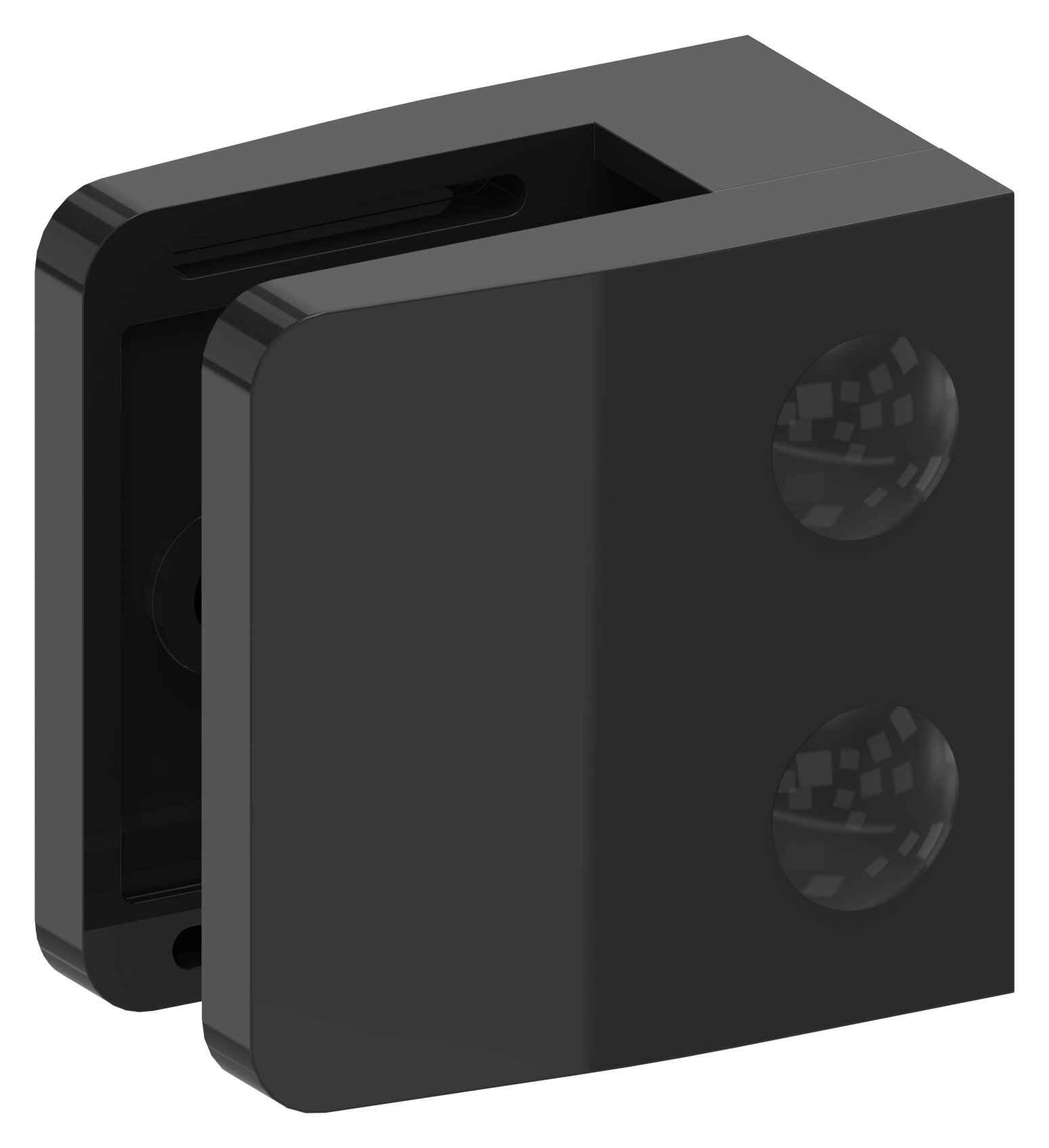 Glasklemme Mod. 34, Anschluss: gerade, Zink roh pulverbeschichtet RAL 9005 matt