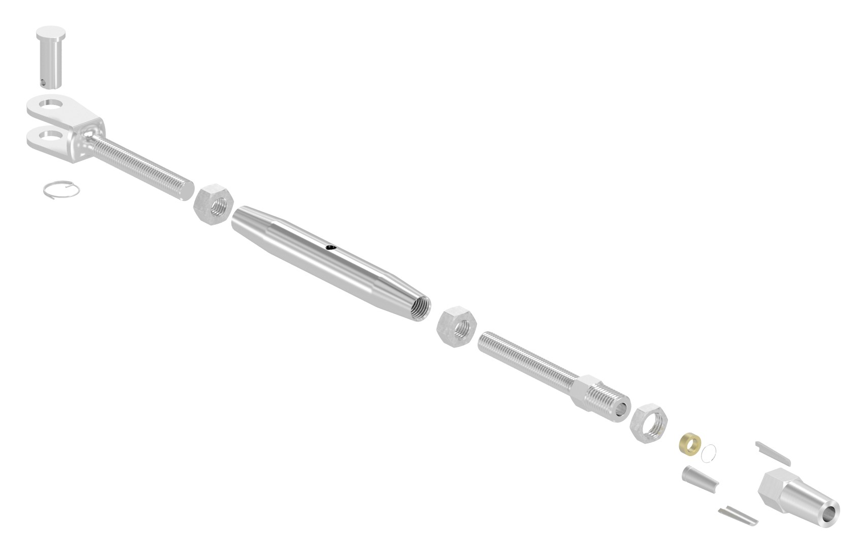 Wantenspanner Gabel zur Selbstmont. Seil 6mm, V4A