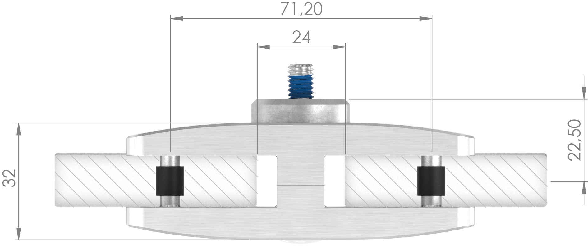 Sichtschutz Mittelglasklemme Mod. 26, V2A