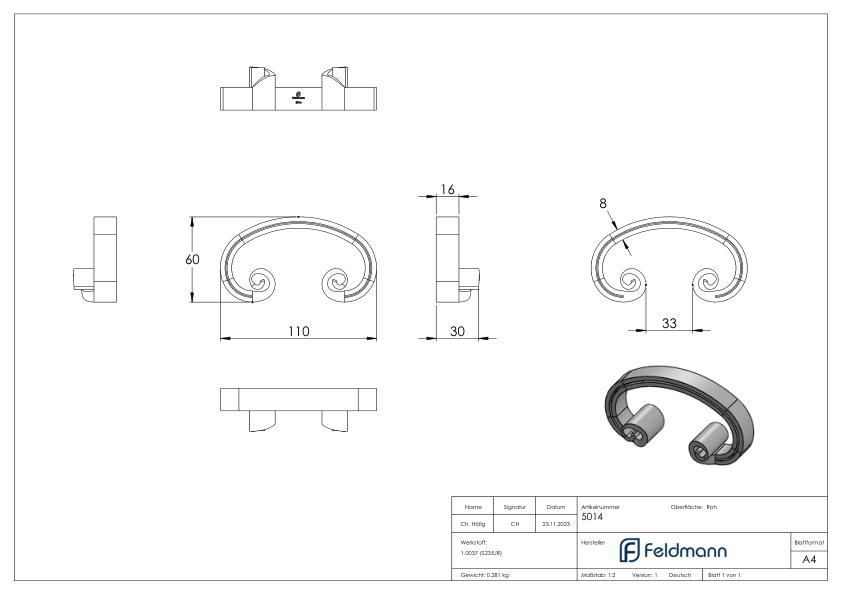 C-Schnecke 16x8mm, 60x110mm