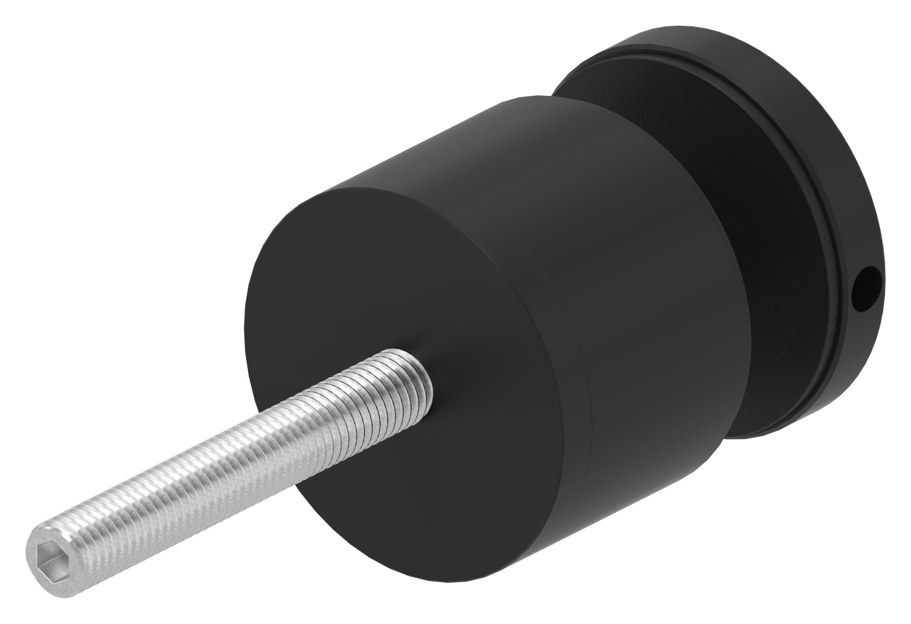 Glaspunkthalter 52mm, flach, verstellbar, V2A, pulverbeschichtet in RAL 9005 schwarz matt