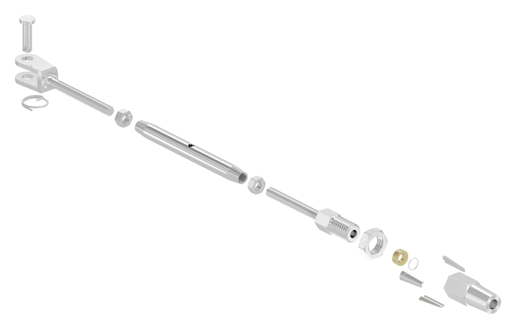 Wantenspanner Gabel zur Selbstmont. Seil 3mm, V4A