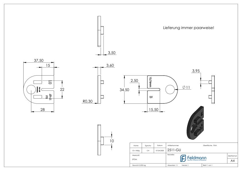 Gummi für Mod. 25, VSG-Glas 10,76mm