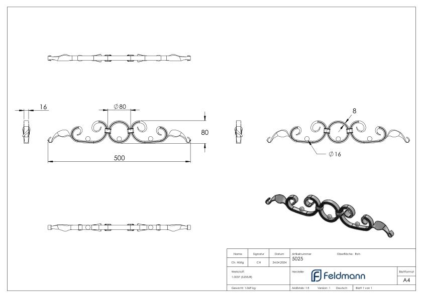 Element 16x8mm, 80x500mm