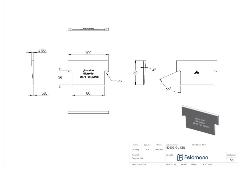 Keil (grün) für Montage-Set 80502-GU
