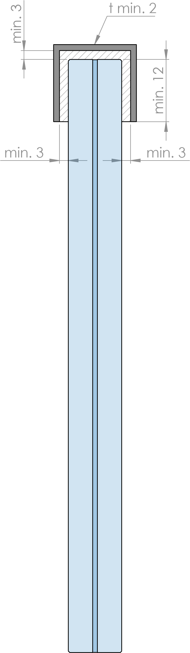 Aluminium-U-Profil, 32 x 20 x 2mm, Länge: 6000mm