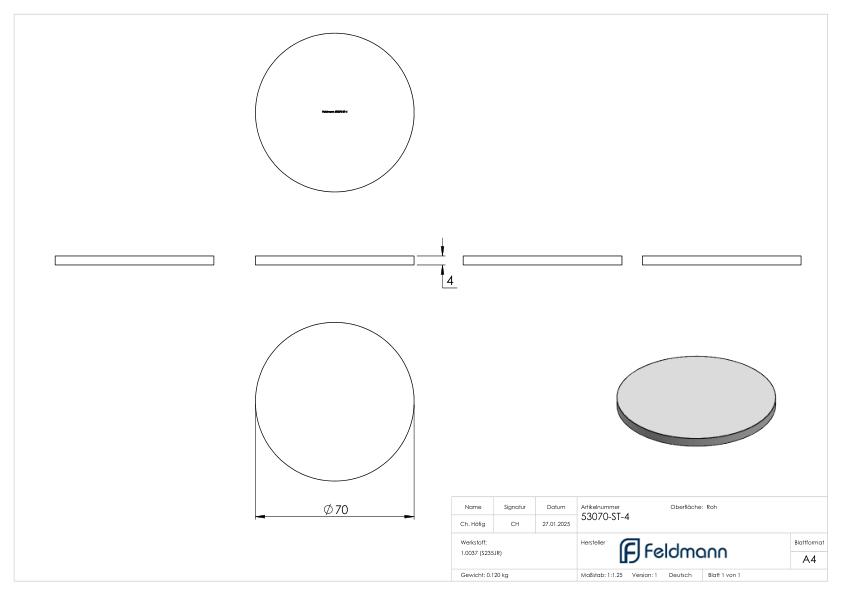 Ronde 70x4mm