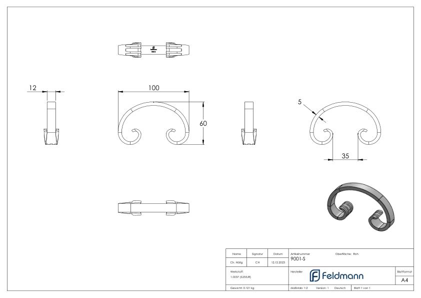 C-Schnecke 12x5mm, 60x100mm