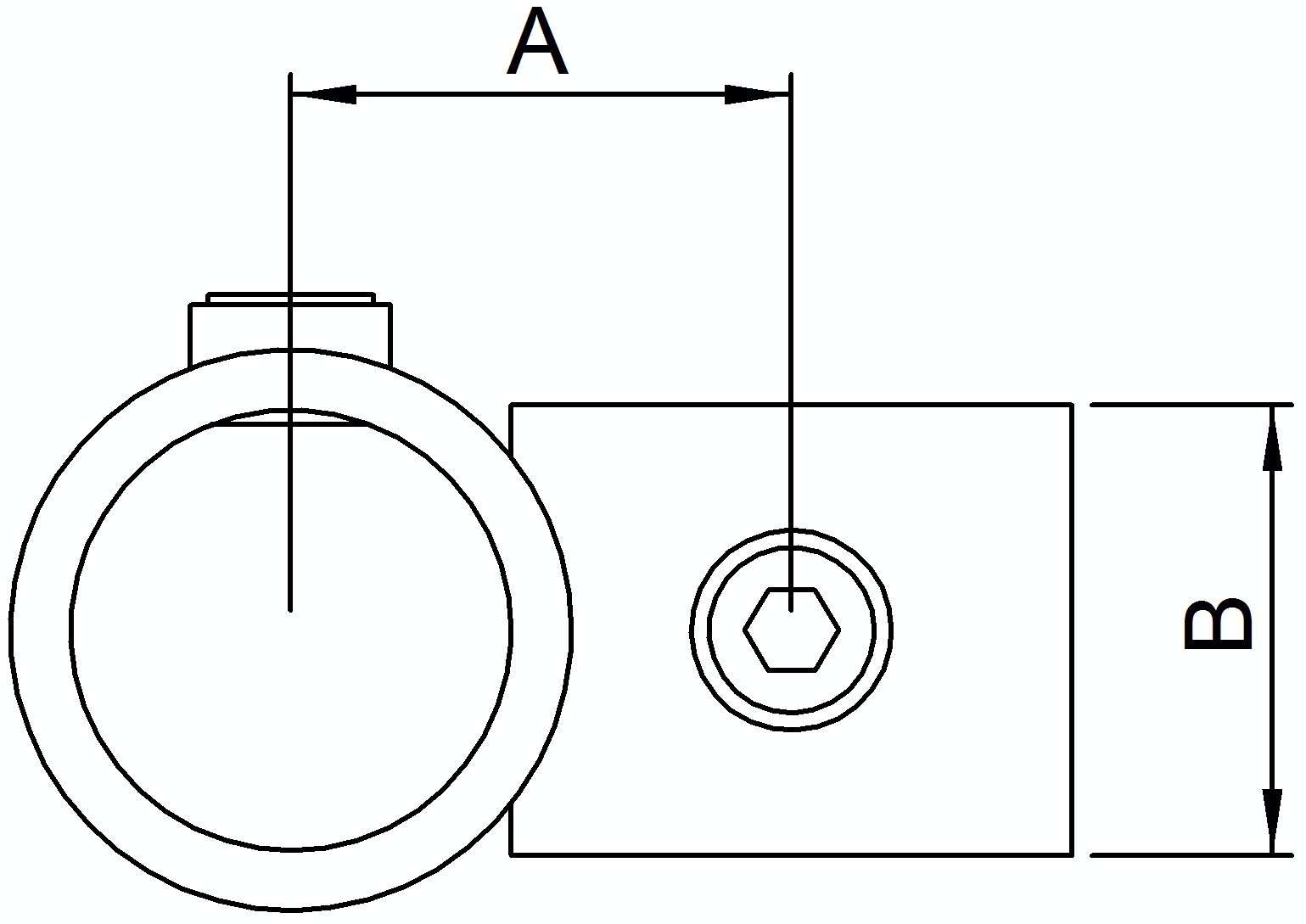 Kreuzstück 90°, reduziert, für Rohr 48,3 / 33,7mm