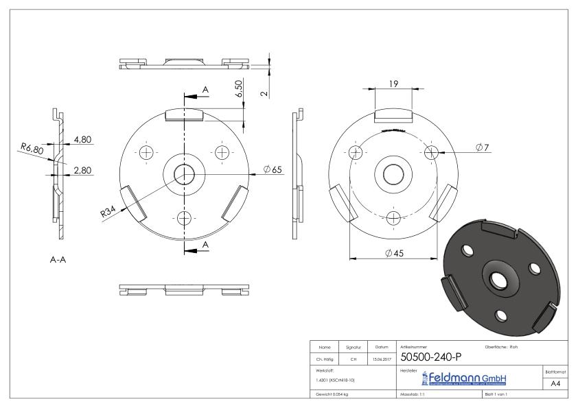 Clipronde von 50500-240 und 50501-240, V2A