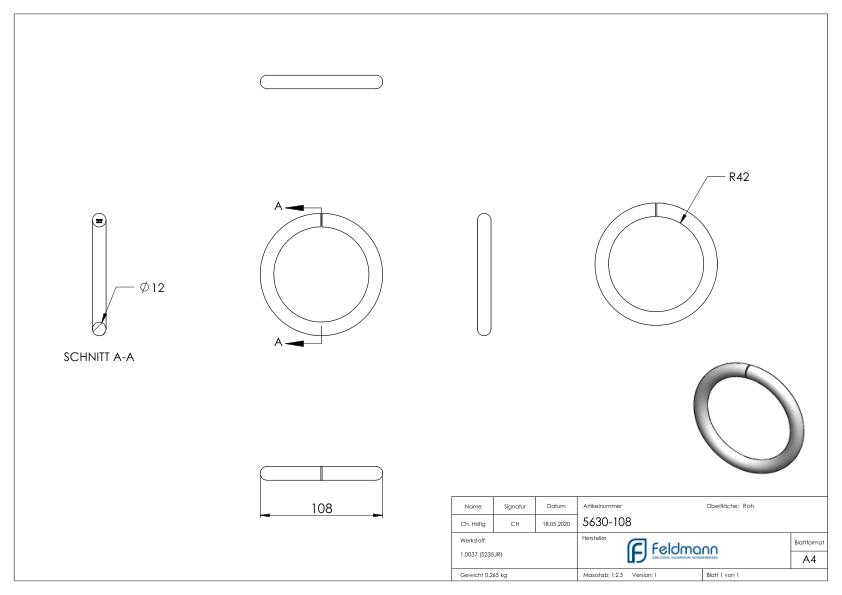 Ring 12mm, AußenØ 108mm