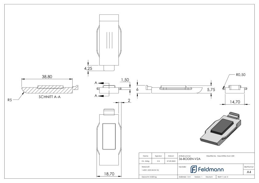 Sicherungsplatte für Mod. 36 - V2A