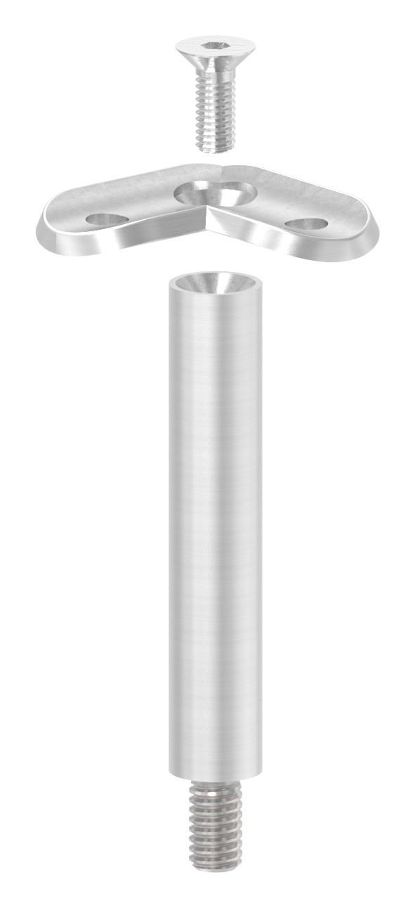Stift Ø 14mm mit 90° Handlaufanschlussplatte für Rohr 42,4mm, V2A