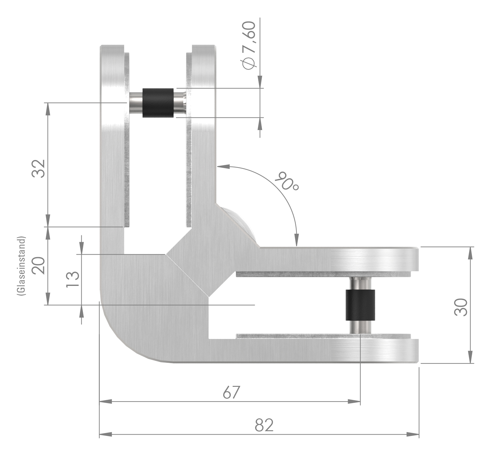 Eckglasklemme 90° Mod. 23, V4A
