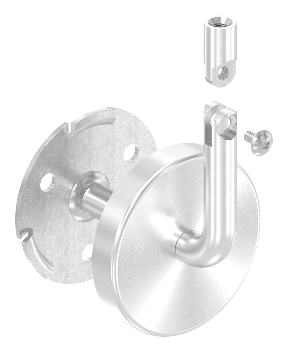 Handlaufhalter inkl. Cliprosette (Ronde und Bügel verschweißt), V2A Handlaufhalter inkl. Cliprosette (Ronde und Bügel verschweißt), V2A