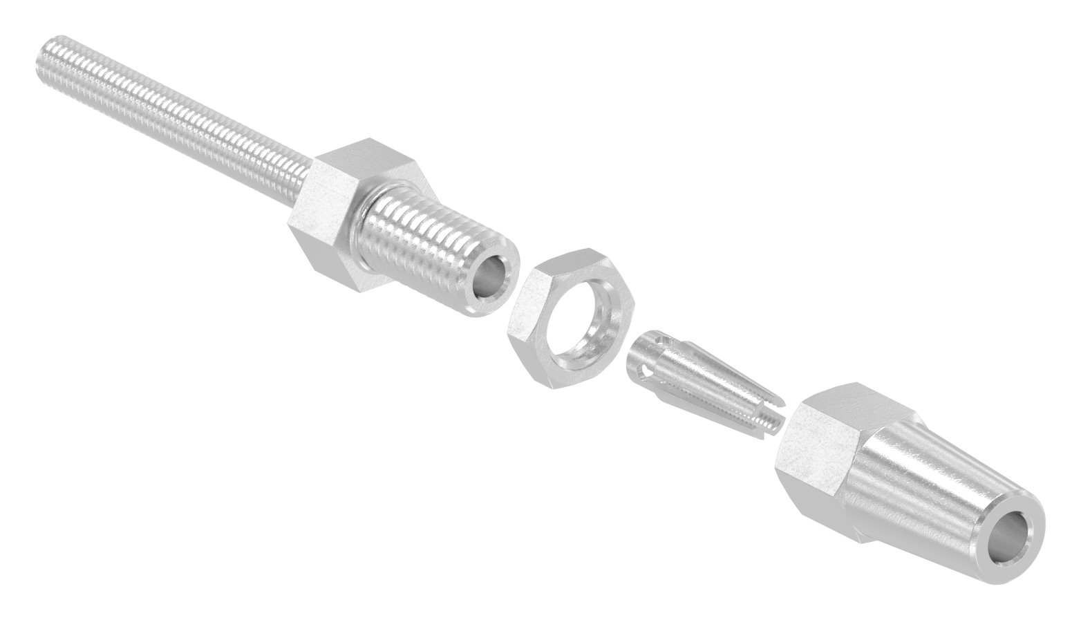 Gewindeterminal zur Selbstmontage für Seil Ø 4mm und Gewinde M6, V4A