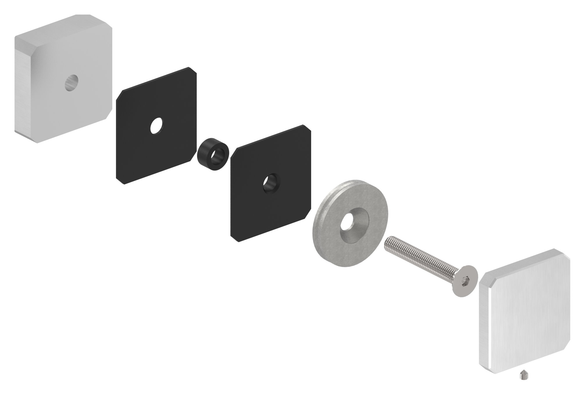 Glaspunkthalter 63x63mm, flach, V2A